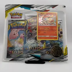 Pokemon TCG Cosmic Eclipse Victini 3-Pack Blister - Sun & Moon - SEALED ** - Image 1