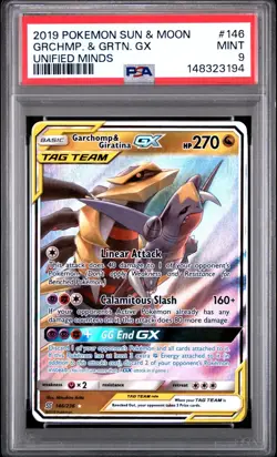 PSA 9 GARCHOMP & GIRATINA GX 146/236 UNIFIED MINDS POKEMON 😍 - Image 1