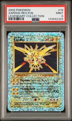 2002 POKEMON LEGENDARY COLLECTION #19 ZAPDOS-REVERSE FOIL PSA 9 - Image 1