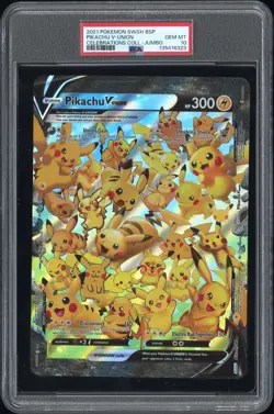 2021 POKEMON SWSH BLACK STAR PROMO CELEBRATIONS COLL-TAG PIKACHU V-UNION PSA 10 - Image 1