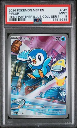 2026 Pokemon Piplup First Partner Illustration Collection Series 1 #042 PSA 10 - Image 1