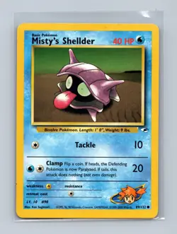 Misty's Shellder 89/132 Common Gym Heroes Pokemon Unlimited Lightly Played - Image 1