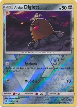 Alolan Diglett 86/149 Sun & Moon Reverse Holo Pokemon Card NM - Image 1
