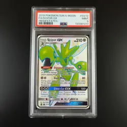 PSA 9 Scizor GX SV72/SV94 Pokemon Hidden Fates Full Art Holo Card - Image 1