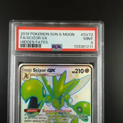 PSA 9 Scizor GX SV72/SV94 Pokemon Hidden Fates Full Art Holo Card - Image 2