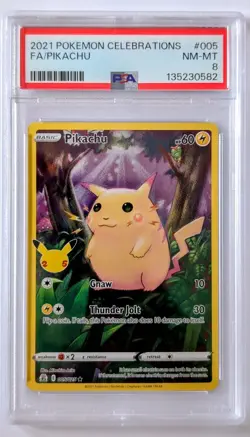 PSA 8 MINT PIKACHU Celebrations #005 FULL ART Pokemon Card 5/25 TCG - Image 1