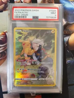 2022 POKEMON SWORD & SHIELD LOST ORIGIN #TG05/TG30 FULL ART/PIKACHU - PSA 9 Mint - Image 1
