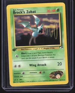 Pokemon TCG Brock's Zubat #24/132 1st Edition 2000 Gym Heroes - Image 1