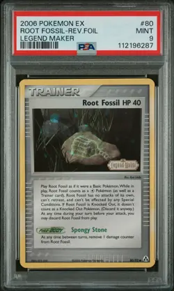 PSA MINT 9 2006 POKEMON EX LEGEND MAKER #80 ROOT FOSSIL-REV.FOIL LEGEND MAKER - Image 1