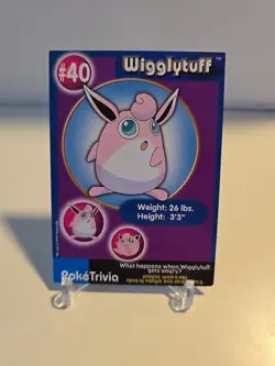 Pokemon Burger King PokeTrivia Non-perforated Wigglytuff #40 - Image 1