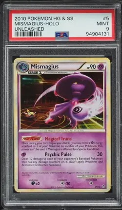 2010 Pokemon HeartGold & SoulSilver Unleashed Holo Mismagius #5 PSA 9 MINT - Image 1