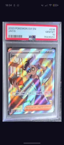 Jacq Ultra Rare Scarlet & Violet Support Trainer 236/198 PSA 10 Pokemon TCG - Image 1