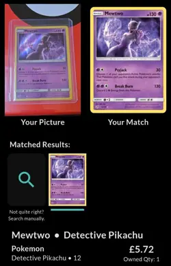 Pokemon TCG Mewtwo 12/18 Detective Pikachu Holofoil Near Mint - Image 4