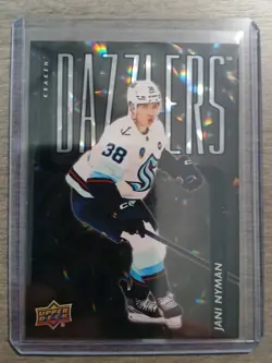 2025-26 Upper Deck Series 2 Black Dazzlers Jani Nyman RC RARE #DZ-70 Kraken - Image 1