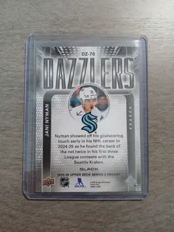 2025-26 Upper Deck Series 2 Black Dazzlers Jani Nyman RC RARE #DZ-70 Kraken - Image 2