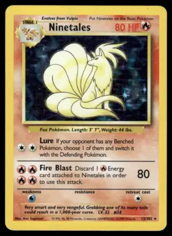 Pokemon Cards Ninetales 12/102 Holo Base Set Unlimited WOTC Rare LP - Image 1