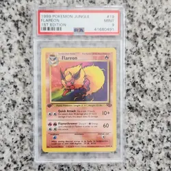 Pokemon Flareon 19/64 Jungle 1st Edition PSA 9 Rare Regular 1999 English - Image 1