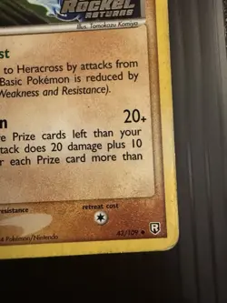 Heracross 43/109 Reverse Holo Team Rocket Returns Stamped Pokemon Card HP - Image 4