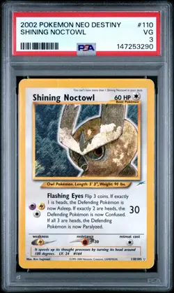 2002 Pokemon Neo Destiny Shining Noctowl 110/105 PSA 3 - Image 1