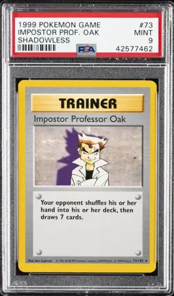 1999 POKEMON BASE SET SHADOWLESS #73 IMPOSTOR PROFESSOR OAK PSA 9 - Image 1