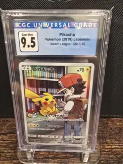 CGC 10 (CGC 9.5 Blue Label) Pikachu 054/049 Pokemon Dream League 2019 Japanese - Image 1