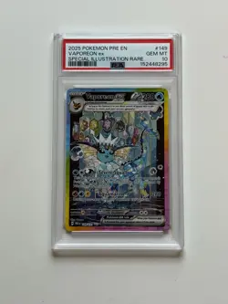 Pokemon SV Prismatic Evolutions Vaporeon EX 149/131 PSA 10 - Image 1