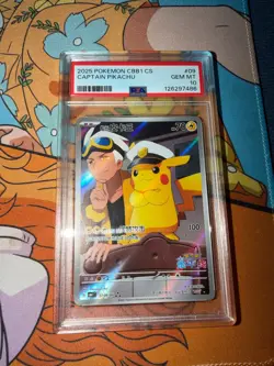 CAPTAIN PIKACHU Pokemon Card CBB1C 0709/09 Chinese Gem Pack Full Art PSA 10 UK - Image 1