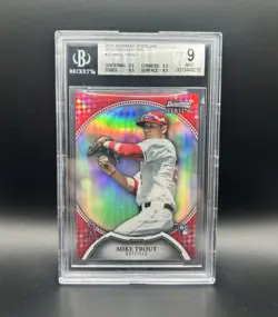 Mike Trout 2011 Bowman Sterling Red Refractor RC Rookie BGS 9 MINT POP 1 - Image 1