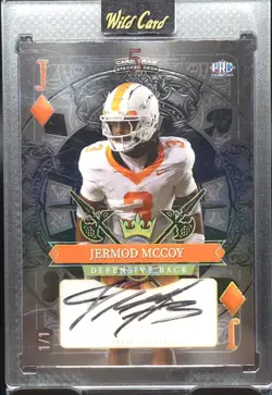 Jermod McCoy 2024 Wild Card 5 Draw 1/1 Black Gold Foil Auto Tennessee Volunteer - Image 1