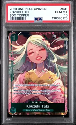 2023 ONE PIECE OP02-PARAMOUNT WAR 031 KOZUKI TOKI BOX TOPPER PSA 10 - Image 1