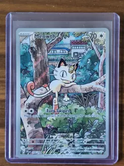 Meowth 106/094 NM Holo Illustration Rare Phantasmal Flames Pokemon Card English - Image 1