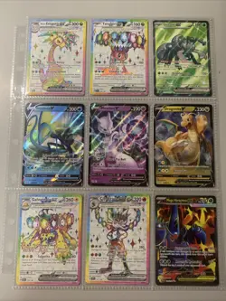 Pokemon TCG Modern Full Art Holo Rare EX & V Binder Page Lot of 9 Cards - Image 1
