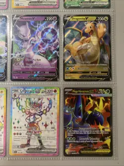 Pokemon TCG Modern Full Art Holo Rare EX & V Binder Page Lot of 9 Cards - Image 4