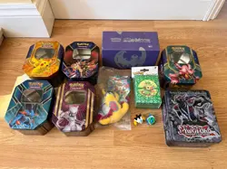 Pokemon Card Tins Yu-Gi-Oh! Digimon Empty Tins Storage Bundle Lot - Image 1