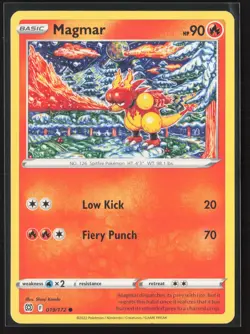 Magmar Common SWSH09: Brilliant Stars 019/172 NM Pokemon Card Shinji Kanda - Image 1