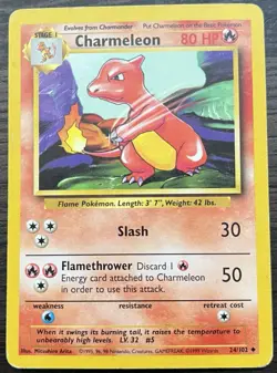 Charmeleon 024/102 Pokemon TCG WOTC Base Set Uncommon Heavy Play HP - Image 1