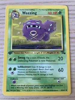 Pokemon TCG Cards 1st Edition Weezing 45/62 Fossil Uncommon EXC-NM - Image 1