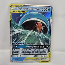 Pokemon Magikarp & Wailord GX Tag Team SM166 Holo Black Star Promo Jumbo Card - Image 1