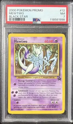 Mewtwo 12 PSA 7 Promo Black Star Pokemon Card Game - Image 1