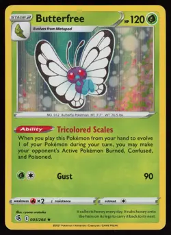BUTTERFREE 003/264 RARE FUSION STRIKE POKEMON HOLO NM/M - Image 1
