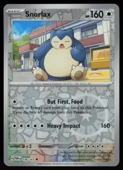 SNORLAX 136/167 UNCOMMON TWILIGHT MASQUERADE POKEMON REVERSE HOLO NM/M - Image 1