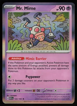 MR. MIME 122/165 RARE 151 POKEMON HOLO NM/M - Image 1