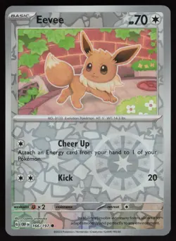 EEVEE 166/197 COMMON OBSIDIAN FLAMES POKEMON REVERSE HOLO NM/M - Image 1