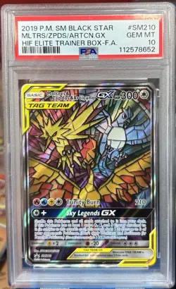 PSA 10 Pokemon Moltres, Zapdos, Articuno Hidden Fates Promo No. Sm210 - Image 1