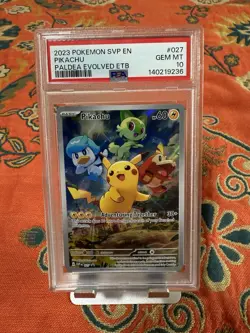 2023 POKEMON SVP EN-SV BLACK STAR PROMO #027 PIKACHU PSA 10 - Image 1