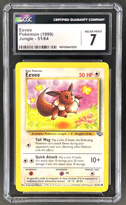 1999 Pokemon Eevee Jungle Unlimited Rare CGC 7 51/64 Near Mint - Image 1