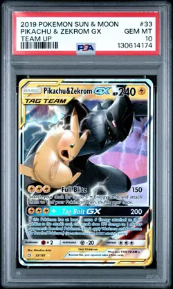 Pokemon 2019 SM Team Up Pikachu Zekrom GX Card 33/181 PSA 10 - Image 1