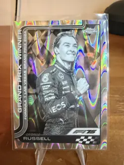 GEORGE RUSSELL 2025 TOPPS CHROME F1 BLACK AND WHITE RAYWAVE #114 - Image 1