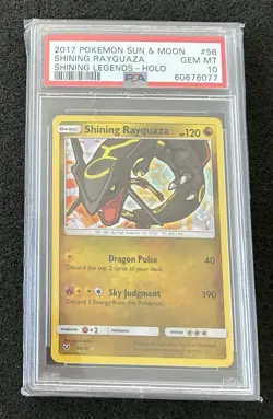 2017 Pokemon Shining Legends Rayquaza Card 56/73 PSA 10 Gem Mint - Image 1