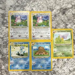 Pokemon TCG Neo Destiny 5 Card Lot - Light Wigglytuff, Venomoth, Golduck, Pilos… - Image 1